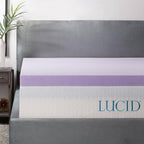 LUCID 3 Inch Lavender Infused Memory Foam Mattress Topper, Full Size – Ventilated Design – Pressure Relieving Bed Topper - Mattress Pad – CertiPur Certified