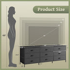 Huuger 63 Inch Dresser for Bedroom, Dresser for Closet with 9 Drawers, Large TV Stand for 55, 65, 70 Inch TV, Entertainment Center with Storage, Wide Long Chest of Drawers, Black