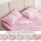 Love's cabin Twin Satin Sheets Sets - 3 Piece Pink Silky Bed Sheets with Deep Pockets, Luxury Silk Feel Satin Twin Size Sheet Set Bedding Set (1 Flat Sheet,1 Fitted Sheet,1 Pillow case)