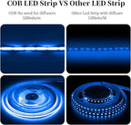iNextStation COB LED Strip Light Blue 32.8ft/10M DC24V CRI 93+ Flexible LED Tape Lights 8mm for Bedroom, Kitchen, TV Backlight, Cabinet, Stage, Home DIY Lighting Decor(No Plug)