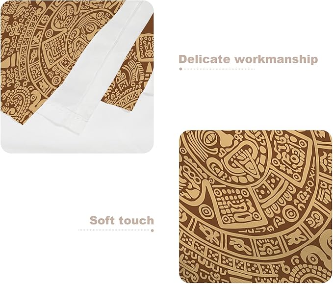 Batmerry Brown Ancient Mayan Tapestry, Calendar Wall Art Hanging Decoration Polyester Fiber White Ruffled Around for Dorm Room Bedroom Living Room, 59.1x59.1 inches