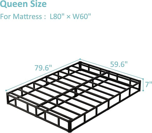 7 Inch Box Spring for Queen Bed Bed Base, Low Profile Metal Queen Box Spring with Fabric Cover, 3000 Lbs Max Weight Capacity Mattress Foundation, Noise-Free, Easy Assembly