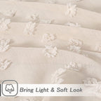 MYSKY HOME Pom Pom Beige Sheer Curtains for Bedroom Girls Room Curtains 84 Inches Long for Nursery Kids Light Filtering Boho Window Drapes, Rod Pocket, 38" Wide, 2 Panels