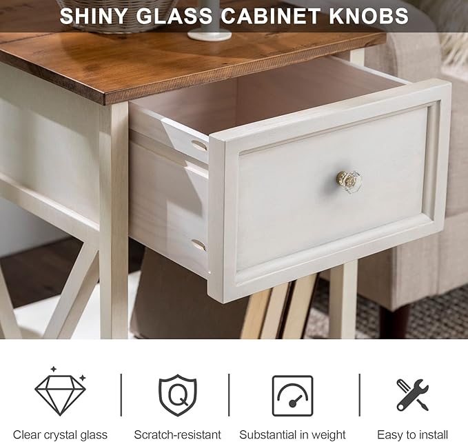 Alzassbg 10 Pack Clear Crystal with Gold Cabinet Knobs, 1-3/8 Inch(35mm) Cabinet Hardware Octagon Glass Crystal Knobs for Drawers AL1021