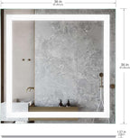 LED Vanity Bathroom Mirror 36 x 36 in. Wall Mounted, Dimmable, Lighted, Anti-Fog Mirror – Modern, Frameless Design