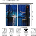 Pirate Ship Curtains, Nautical Sailboat Sailing Ocean Adventure Full Moon Cloudy Night Sky Old Lighthouse Print Blackout Window Treatments for Bedroom Living Room 42x45 Inch