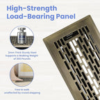 4x14 Inches Heavy Duty Walkable Floor Register - Easy Adjust Air Supply Lever Decorative Floor Vent Covers, Boston Design Vent Covers for Home - Antique Brass