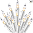 JOIEDOMI Christmas String Lights Indoor,100 Count Mini Warm Fairy Light,21.5FT Lighting Decor for Patio Dorm Classroom Bedroom Holiday Wedding Party Garland Birthday Festival Valentines Day,White Wire