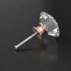 12-Pack Crystal Glass Cabinet Knobs for Home Decor, Vanity Drawers, Desks, Wardrobe Doors, Standard Screws Easy Installation for Home Refurbishment and Redecoration (Clear Crystal, 30mm, Pink Base)