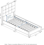 Furinno Laval Button Tufted Upholstered Platform Bed Frame, Twin, Linen