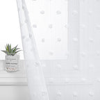MYSKY HOME Kitchen Curtains 54 Inches Long Small Window Curtains for Bathroom Cafe Bedroom White Pom Pom Curtains for Nursery Boys Room Rod Pocket 2 Pieces Drapes 52 x 54 inch Length