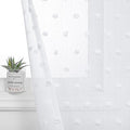 MYSKY HOME Short Curtains for Small Window - 45 Inch Long White Sheer Voile Panels with Pom Pom Trim for Kitchen, Bedroom, Living Room, Cafe, Nursery - 2 Sets - 52 x 45 Inch
