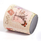 PU Leather Small Trash Can Wastebasket, Round Garbage Container Basket for Bathrooms, Laundry Room, Kitchens, Offices, Kids Rooms, Bedrooms,Dorms,Home Decorative Art Bin, 2.9 Gallon(Lavender Design)