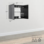 Prepac Elite 32 inch Wall Cabinet, Black