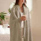 PHF 100% Cotton Waffle Weave Throw Blanket, Soft Lightweight Breathable Cozy Throws for Couch Bed Sofa, Luxury Aesthetic Woven Blanket for Home Decor & Office, 50"x60", Taupe