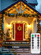 2 Pack 100 LED Fairy Lights Battery Operated with Remote, 33FT Waterproof Twinkle Lights with Timer & 8 Modes, Fairy String Lights Outdoor Indoor for Bedroom Classroom DIY Christmas Decor (Warm White)