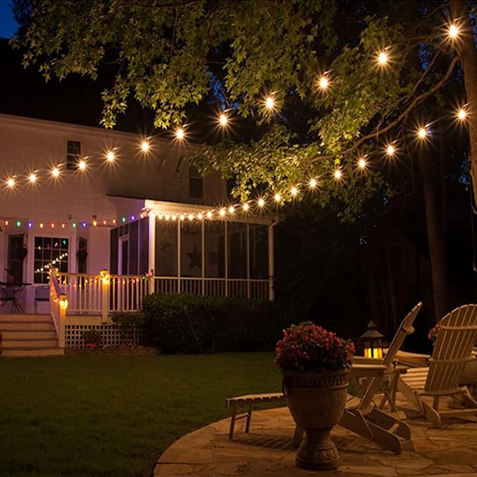 Lightdot 100FT Solar Outdoor String Lights, Waterproof Cafe Patio Lights with Shatterproof LED Bulbs, 2700K Warm White, Create Bistro Ambience On Your Garden Gazebo Backyard Decorative