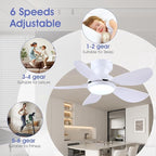36 Inch Modern Ceiling Fans with Lights, Small Flush Mount Ceiling Fan with Light and Remote/APP Control, 5 Reversible 6 Speeds Curved Blades, 3 CCT Dimmable Lights for Bedroom, White