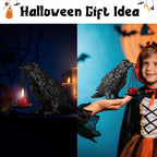 Gothic Crow Lamp Tealight Candle Holder Raven Statue for Indoor Outdoor Decor Halloween Garden Resin Statue Black Stone
