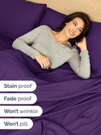 Extra Deep Cal King Sheet Set - 6 Piece Breathable & Cooling Sheets - Hotel Luxury Bed Sheets Set - Easy & Secure Fit - Soft, Wrinkle Free & Comfy Sheets Set - Purple Sheet Set with Extra Deep Pockets