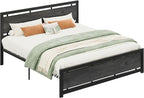 LIKIMIO King Bed Frame with Headboard and Footboard, Metal Strong Supports, Easy Assembly, Noise-Free, No Box Spring Needed, Charcoal Grey