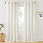 RYB HOME Sheer Curtains 95 inches Long Natural Linen Textured Curtains Light Glare Filtering Privacy Drapes for Living Room Bedroom Bathroom Decor, Linen, Width 52 x Length 95 inch, 2 Pcs