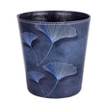 10L/2.64 Gallon Trash Can, Decorative Waste Basket, PU Leather Waste Paper Basket, Waterproof Garbage Can for Bathroom, Bedroom, Office, Kitchen and Living Room - Blue Lines Leaves
