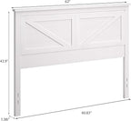Glenwillow Home Farmhouse Style Wood Panel Headboard in Gloss White - Queen Size