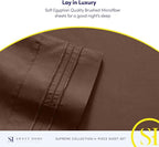 Queen Size Bed Sheets - Breathable Luxury Sheets with Full Elastic & Secure Corner Straps Built In - 1800 Supreme Collection Extra Soft Deep Pocket Bedding Set, Sheet Set, Queen, Brown