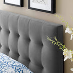 Modway Lily Biscuit Tufted Twin Performance Velvet Headboard, Gray