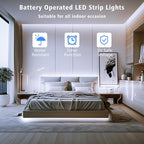 LED Strip Lights Battery Operated, 9.8ft 90 LED Strip Lights with Remote Control Timer Dimmable, Waterproof Flexible Lights Strip for Indoor Outdoor Table Bedroom Boat Kitchen - White