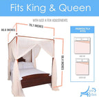 Just Relax Four Corner Post Decorative Elegant Bed Net Canopy Set, Beige, Full/Queen/King, 86.6x78.7x98.4 Inches