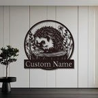 Custom Hedgehog Metal Sign, Personalized Hedgehog Metal Wall Art,Hedgehog Lovers Gift Metal Kid Room Decor,Personalized Hedgehog Lover Name Sign,Kid Nursery Decoration (Hedgehog B)