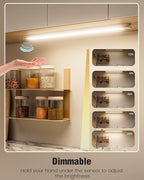 MYPLUS 24 Inch Under Cabinet Lights with Hand Wave, Under Counter Lighting 4000K Natural White,Dimmable,Plug and Play,LED Lights for Kitchen Cabinet, Cupboard, Closet, Desk