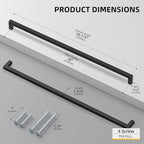 goldenwarm 100 Pack 18 Inch Black Cabinet Handles Matte Black Drawer Pulls Stainless Steel Cabinets Hardware Square Bar Modern for Kitchen Bathroom Cupboard