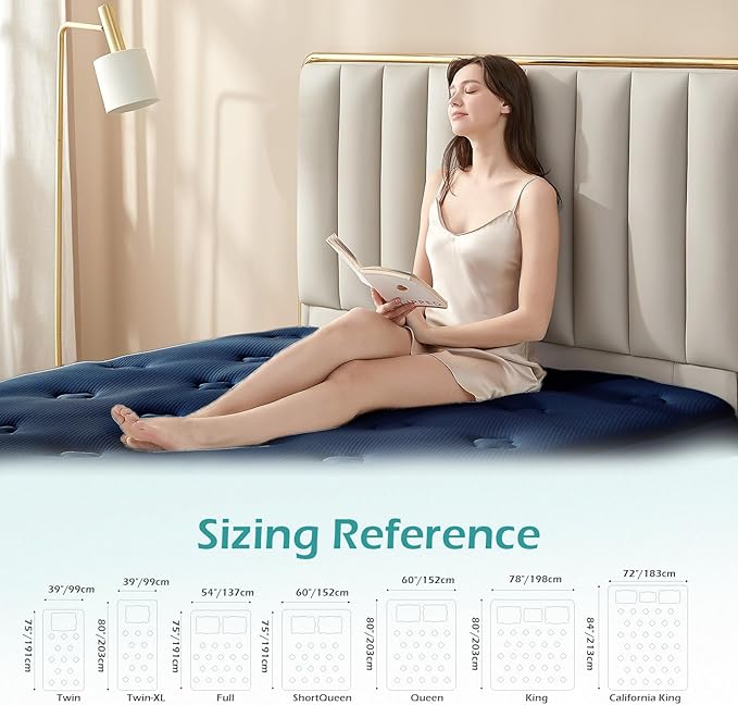Hansleep Queen Mattress Topper Viscose Derived from Bamboo, Memory Foam Pillow Top Mattress Topper Queen with Deep Pocket, Breathable Mattress Pad for Back Pain Relief, 60" x80", Navy Blue
