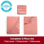 Mellanni Twin Sheets Set - 3 PC Iconic Collection Bedding - Hotel Luxury, Extra Soft, Cooling Bed Sheets - Wrinkle, Fade, Stain Resistant (Twin, Coral)
