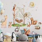 Jungle Animal Wall Stickers Forest Safari Wall Decals Kid Room Nursery Baby Bedroom Décor (Bear Swing)