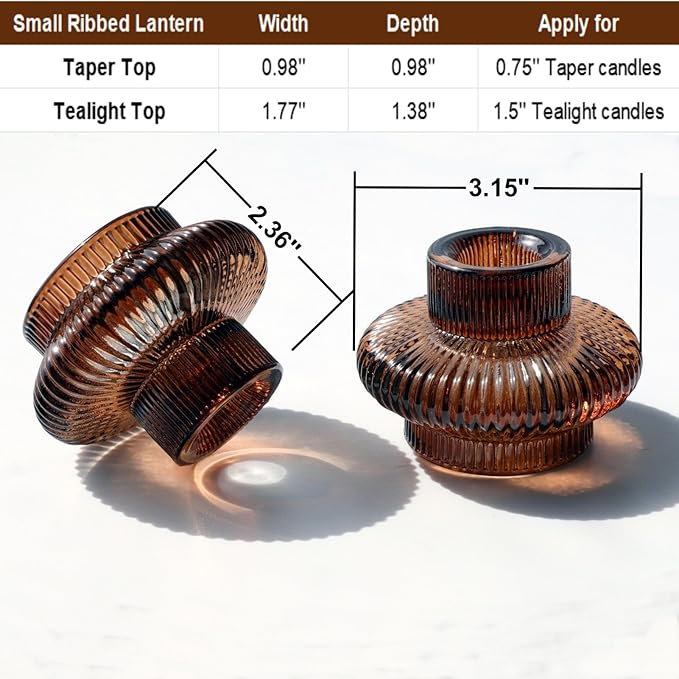 VOHO Brown Candlestick Holders Set of 6, Old Fashioned Candle Sticks Holder Decor for Daily Room/Halloween/Thanksgiving Party, Double Side Taper Candle Holders for Candlesticks/Tealight Candles(Brown)
