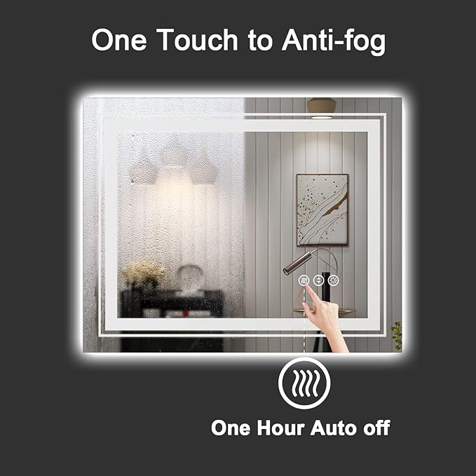 LED Bathroom Mirror, 84"X32" with Front and Backlit, Anti-Fog, Large Bathroom Vanity Mirror for Wall, Memory Function, Stepless Dimmable, Tempered Glass (Horizontal/Vertical)