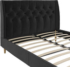 Novogratz The Her Majesty Upholstered Bed, Queen, Black Velvet