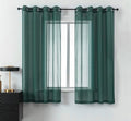 DUALIFE Hunter Green Sheer Curtains 63 Inch Length,Look Semi Sheer Curtain Drapes for Living Room Bedroom Loft Kitchen Bathroom Privacy Voile Window Treatment Panels,52 x 63 Inches,Set of 2