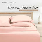 Linen Market Double-Brushed Microfiber Queen Sheet Set 4 Piece – Oeko-TEX Certified Ultra Soft & Wrinkle-Free - 16" Deep Pocket Sheets - Easy Care Queen Size - Blush
