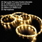 SURNIE LED Rope Lights Outdoor Warm White, Waterproof 50FT Cuttable 3000K Lighting Indoor 110V Connectable Flexible Electric Lights for Christmas Trees Bedroom Outside Patio Decor, Not Flat Strip