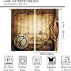 Pirate Map Curtains, Nautical Theme Old Ancient Treasure Map Secret Sea History Pattern Blackout Window Drapes for Kids Boys Bedroom Living Room 42x45 Inch