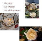 Champagne Artificial Fake Roses 25 PCS with Stem, Flowers for Crafts Bouquets for DIY Wedding Centerpieces Table Arrangements for Party Home Garden Decorations