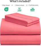 LuxClub 4 PC Sheet Set Bed Sheets Deep Pockets 16" Eco Friendly Wrinkle Free Cooling Machine Washable Hotel Bedding Silky Soft - Vermilion Queen
