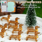 BOHON Dachshund Christmas Lights 10ft 30 LEDs Weiner Dog Christmas Decorations Fairy String Lights with Remote Battery Operated Dachshund Gift for Indoor Party Tree Puppy Pet Themed Ornament