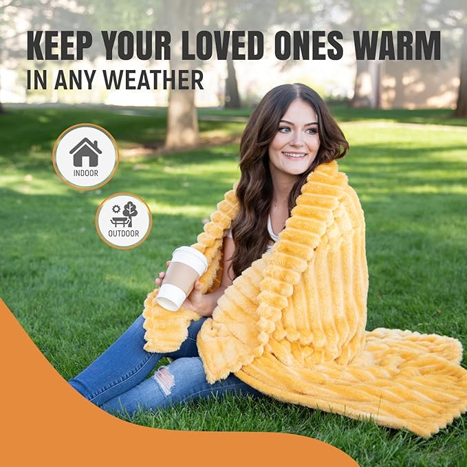 GO Premium Ultra Soft Twin Blanket for Couch - Yellow Fleece Blanket for Living Room, Bedroom, Home Decor - Small Couch Blanket for Men, Women (60x80 Inches)