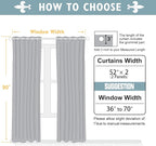 ChrisDowa 100% Blackout Curtains 90 inch Long for Bedroom with Black Liner, 2 Thick Layers Total Blackout Thermal Insulated Grommet Window Curtains 2 Panels Set (Aqua, 52 x 90 Inch)